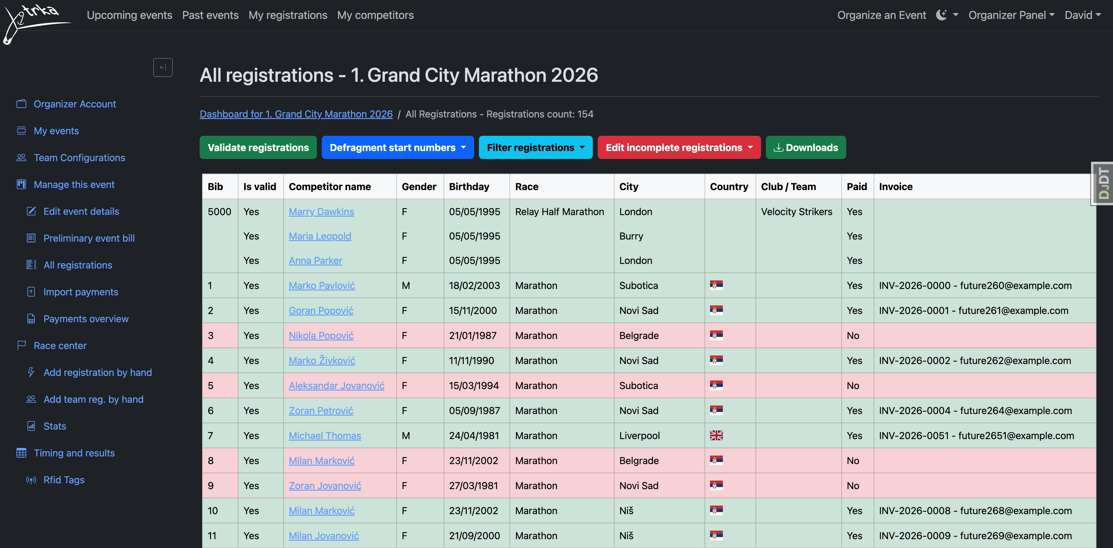 Team Registration Interface